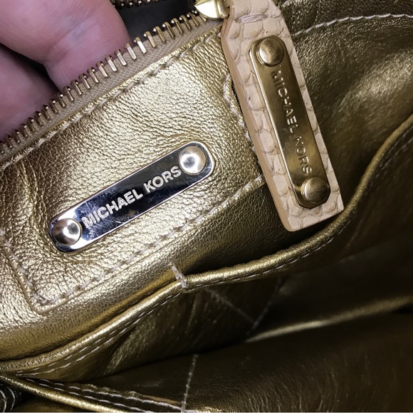 Super Rare Michael Kors Skorpios Beaded Genuine Linen Embossed Tote Bag EUC - Picture 15 of 16